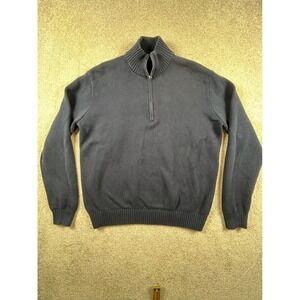 Brandy Melville Mens Quarter Zip Sweater Navy Blue MH473 Ribbed Knit Pullover